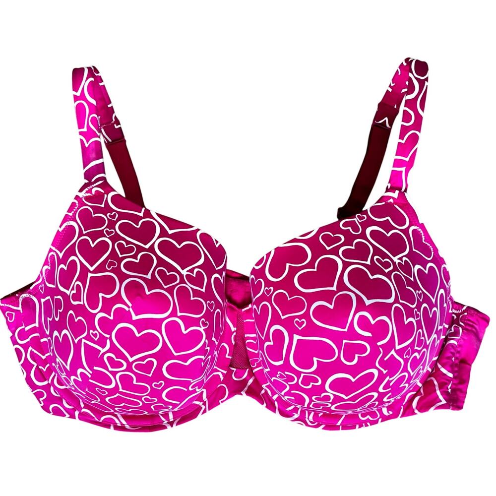Cacique Bra 42D Pink Hearts  Lightly Lined